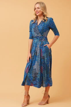 Stella GRACE PEACOCK PRINT MIDI DRESS -Printedcarpetus 007398c4c1705a6e20ad8e9f7c78f36c