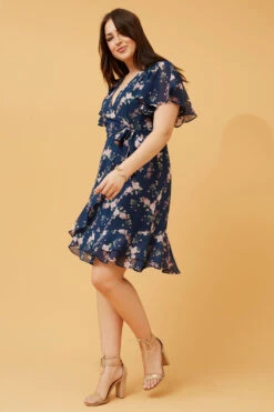 MILA FLORAL WRAP SHORT DRESS -Printedcarpetus 00c30938ed66758c48b41bbcbbb19096