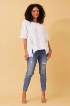 PAM SEQUIN PATCH LINEN TOP -Printedcarpetus 013864ac1580319362ccf7734f5688bb