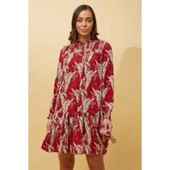 Stella DELANEY SHIRRED LEAF PRINT SHORT DRESS -Printedcarpetus 01b3096e7c5aab1d1b2fa21a8e520a2d