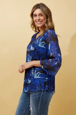 DILLIANA LEAF PRINT DOUBLE LAYERED TOP -Printedcarpetus 02f9caa81cc2378d8001bc69aca282b2