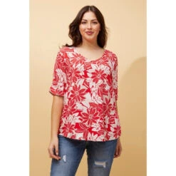 KENDRA BUTTON DETAIL FLORAL TOP -Printedcarpetus 034b56d8168fa13ff997aa1b535bd750