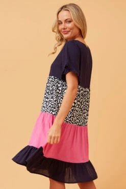 KELLY COLOUR BLOCK LINEN DRESS -Printedcarpetus 038669a44416441247193ca8cec05c3a