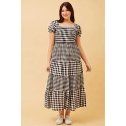 ASHTON GINGHAM TIERED MAXI DRESS -Printedcarpetus 03f2ae489f6aad3b8e2d7420bfcf2454