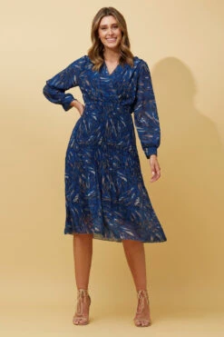 ZANETTA ABSTRACT PRINT TIERED PLEATED MIDI DRESS -Printedcarpetus 051925c3253ffe501ff2b456a5240597