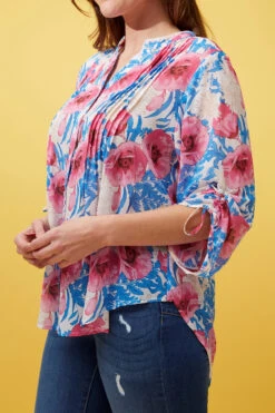 FLORAL PLEATED BLOUSE -Printedcarpetus 064de9b8a9e8849ed78cb52b7becb3a2