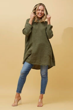 SILVAVA HOODED LINEN TUNIC TOP -Printedcarpetus 0654324a9ff5c0e7682be37633e41f18