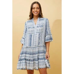 WANYA AZTEC BOHO SHORT DRESS -Printedcarpetus 0686fb32a98fb62554d5165e5354bf06