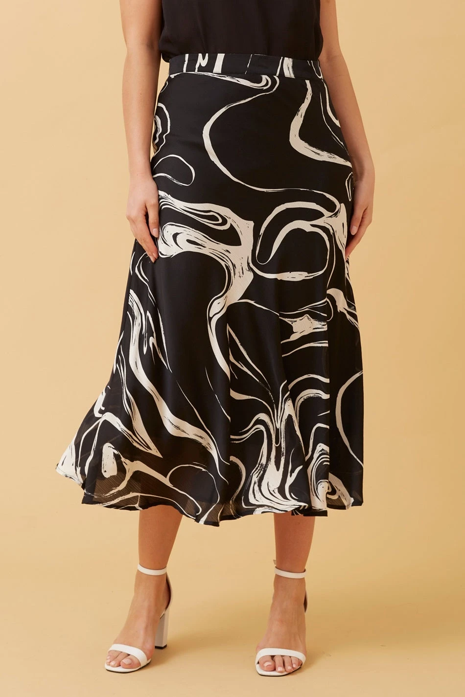 CYRUS ABSTRACT PRINT MIDI SKIRT 3 CYRUS ABSTRACT PRINT MIDI SKIRT