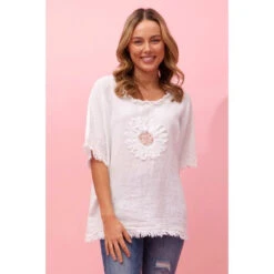 SUNFLOWER PATCHWORK LINEN TOP -Printedcarpetus 0807c16368b9deeebe064bfd3f8acb77