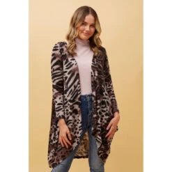 AIDEN ANIMAL PRINT WATERFALL CARDIGAN -Printedcarpetus 0884c8f93f8e87c040179a6750dbf287