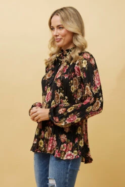 PETA FLORAL PLEATED BLOUSE -Printedcarpetus 08dc10350d38a77269a5eefe66dfdbb5