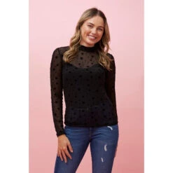 KAMALA STAR PRINT MESH TOP -Printedcarpetus 0bc9b83c39b28313e9a1145fd1c3b284