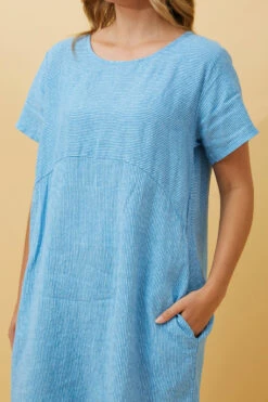 PRIANNA STRIPE LINEN SHORT DRESS -Printedcarpetus 0bf8bfa91c6f60c447107921ad3ee7ca