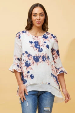 RUMI DOUBLE LAYER FLORAL TUNIC TOP -Printedcarpetus 0c359433f8816f6e4049f77233849577