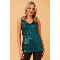 ROCKELLE SLEEVELESS SEQUIN TOP -Printedcarpetus 0cbaaa33472446f3a4175153bbc733c6