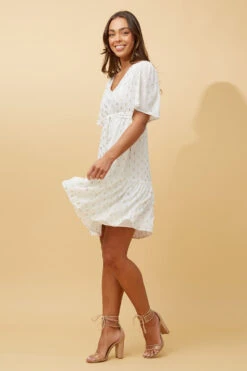 DIAMOND TEARDROP FOIL PRINT SHORT DRESS -Printedcarpetus 0f29f105f08321d2cd47f39bdc6ea111