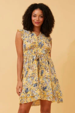 RAVINA FLORAL TIE WAIST TEA DRESS -Printedcarpetus 0f730a180a8747df700b3698e9f745ee