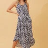 UMBRELLA IKAT MIDI DRESS -Printedcarpetus 0fadf60184d869f1a113e7c0cf170e60