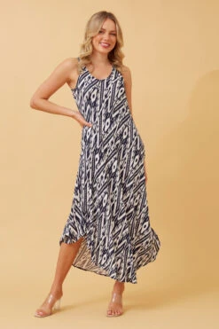 UMBRELLA IKAT MIDI DRESS