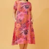 VITALIA FLORAL LINEN MIDI DRESS -Printedcarpetus 109790b830a2ef44b8c8c6cbea70e863