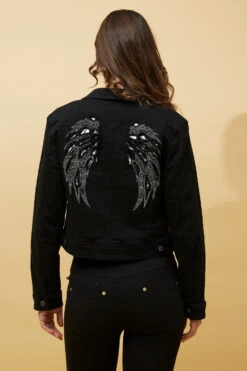 DESTINY SEQUIN WING DENIM JACKET -Printedcarpetus 10ec42c6aad3a7c7241fcaf6b5198bcb