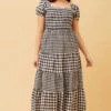 ASHTON GINGHAM TIERED MAXI DRESS -Printedcarpetus 11bfcb10e8859749ef4bedc87a98917f