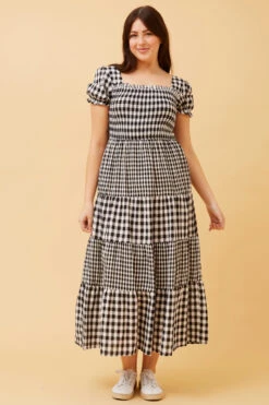 ASHTON GINGHAM TIERED MAXI DRESS