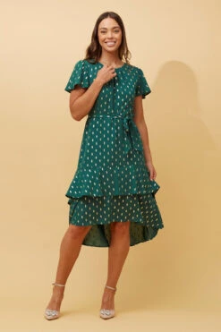 IZZY GOLD TEAR DROPMIDI DRESS -Printedcarpetus 149f42fb59316766fe3a5436d4834dac