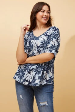 KENDRA BUTTON DETAIL FLORAL TOP -Printedcarpetus 15da2499bed2f8d475e81b1937b58721