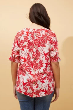 KENDRA BUTTON DETAIL FLORAL TOP -Printedcarpetus 164b8d3ba67c008fdf44df6fd93f2935