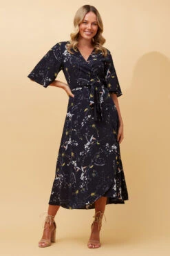 AVALON FLORAL WRAP DRESS -Printedcarpetus 16b2b763705b33793d9b42a3ccfe1ee3