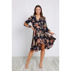 FLORAL WRAP DRESS -Printedcarpetus 16d668130536fb804e2dd0477485c986