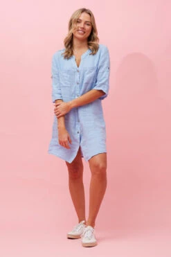 GRAZIA LINEN SHORT DRESS -Printedcarpetus 1766a5007fb33d711af2de068fd28057