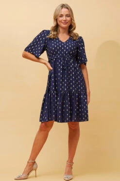 DIAMOND TEARDROP FOIL PRINT SHORT DRESS -Printedcarpetus 1983c02732de9d806905de66d221b90a