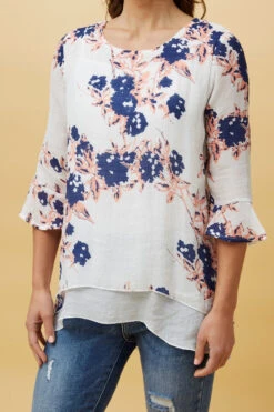 RUMI DOUBLE LAYER FLORAL TUNIC TOP -Printedcarpetus 1987d181b9e2979cb1b762547affcccf