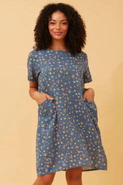 VINE DITSY FLORAL SHIFT DRESS -Printedcarpetus 1988c17c3dd562b4a091c7b7a102e0fa