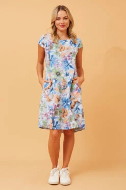 SISLEY FLORAL LINEN SHIFT DRESS -Printedcarpetus 1bb71c006f87437162ffa7b1db947e28