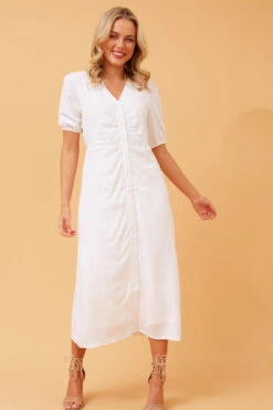 EMIKO BUTTON FRONT LINEN DRESS -Printedcarpetus 1c24e06bc836cea6f1ecb7399a47d3c0