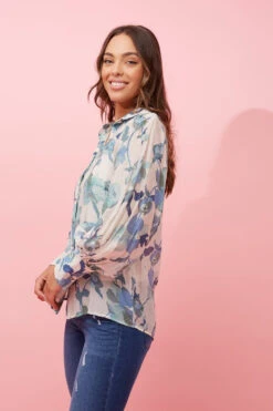 BELLE LONG BALLOON SLEEVE FLORAL SHIRT -Printedcarpetus 1d1a06256c4e9b177dca4e325fb63cf1