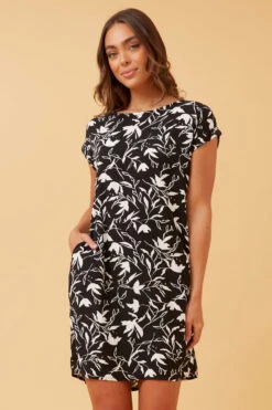PAULA LEAF PRINT SHIFT DRESS -Printedcarpetus 1e61def813f7d7fe1e184fcb82e973cd