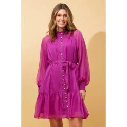 ILLARIA BUTTON FRONT SHORT DRESS -Printedcarpetus 1e80ebf206e24b4c475901c67dd0859e