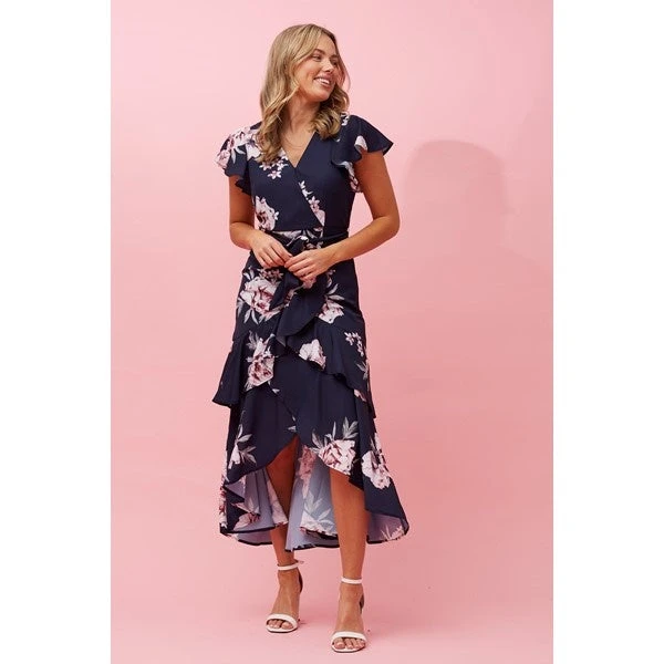 DENVER FLORAL RUFFLE HEM HI LOW DRESS 10 DENVER FLORAL RUFFLE HEM HI LOW DRESS - Image 8