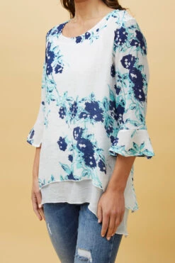 RUMI DOUBLE LAYER FLORAL TUNIC TOP -Printedcarpetus 20e7ce96f1e471ad10793a67c246567b