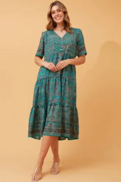 KYAH SATIN BOHO MIDI DRESS -Printedcarpetus 2147178a1d8a6b17105dadf51b96196a