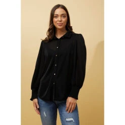 BESSIE LONG BALLOON SLEEVES GLITTER SHIRT -Printedcarpetus 21a5f64950370ba3e72063498460c544