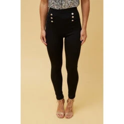 ARLIA BUTTON DETAIL PANTS -Printedcarpetus 21ada3d1007b4a459b4723ce87dc2a02