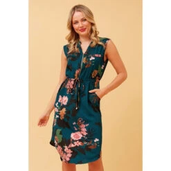 AMY FLORAL ZIP FRONT DRESS -Printedcarpetus 21b85044c270d51e08cb9808eed8ebab