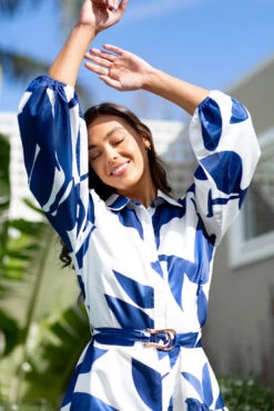 LEAF PRINT SHIRT DRESS