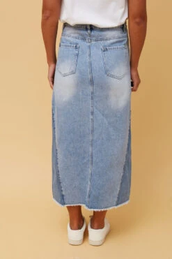 LIZBETH DENIM MIDI SKIRT -Printedcarpetus 2333c97508199c8ef9e73bea107518cf